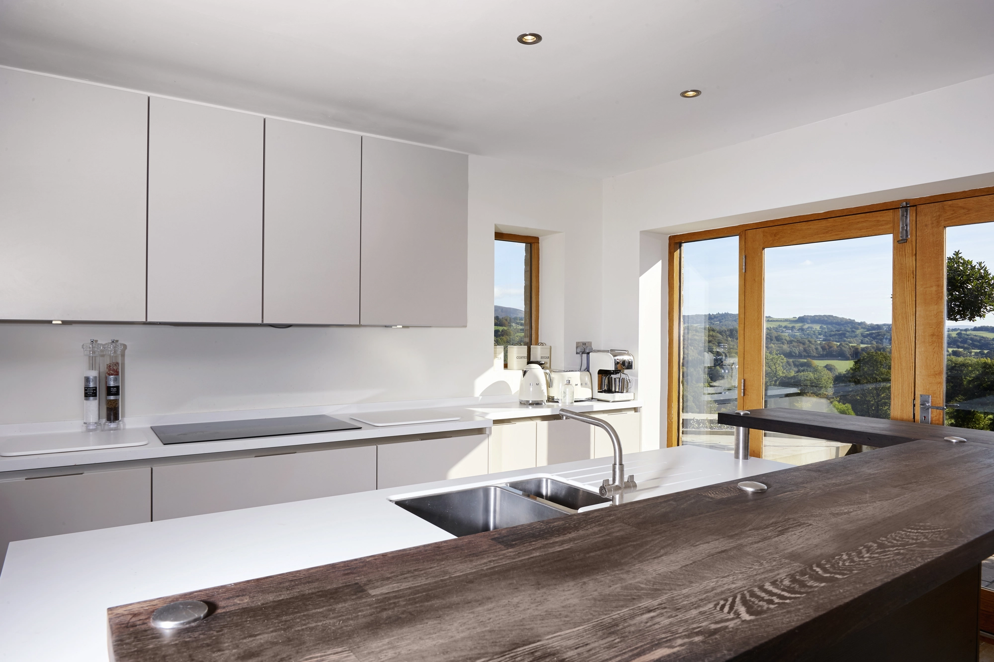 Contemporary kitchen interior at Fieldings Farm, Whalley
