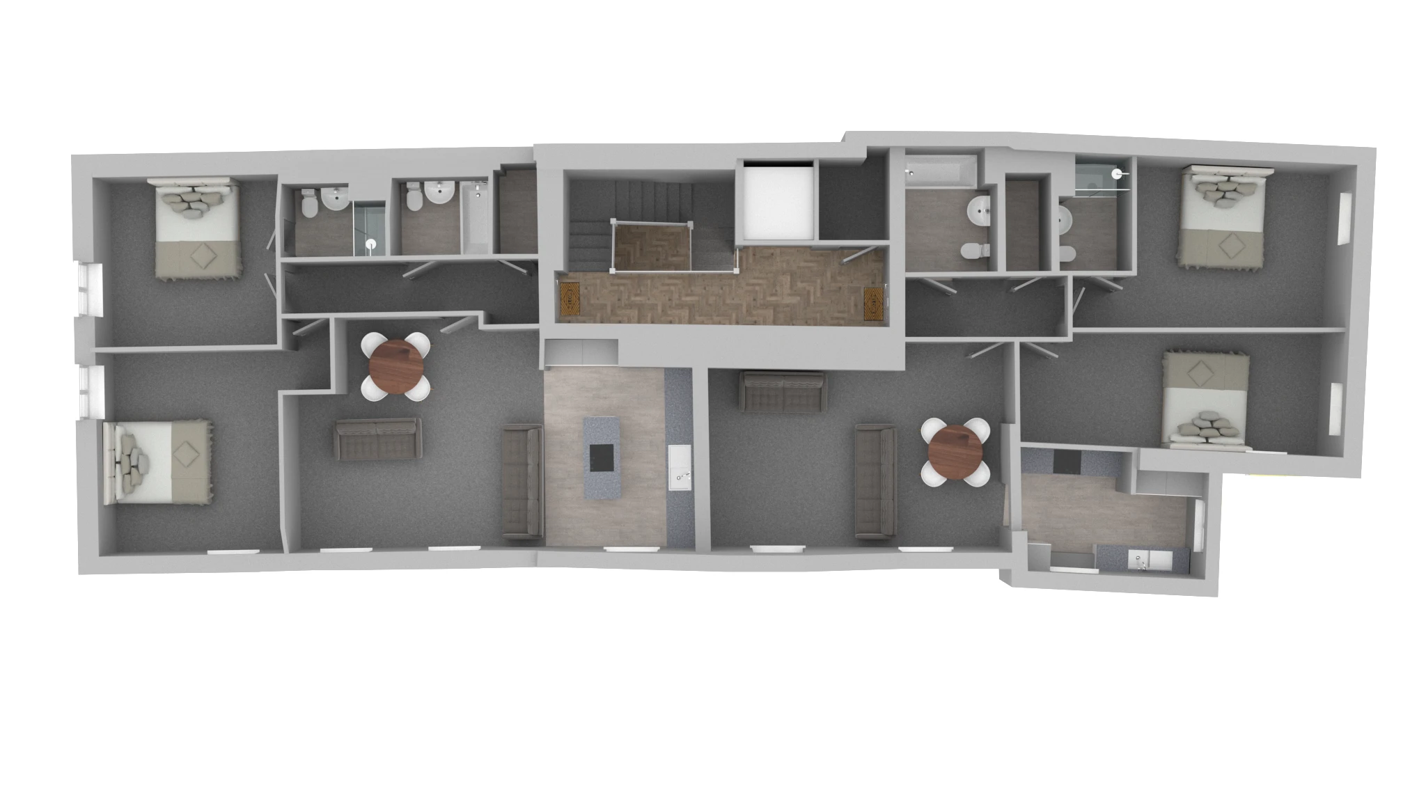 3D floor plan detail of the second floor entrance at Lorne House, Lichfield