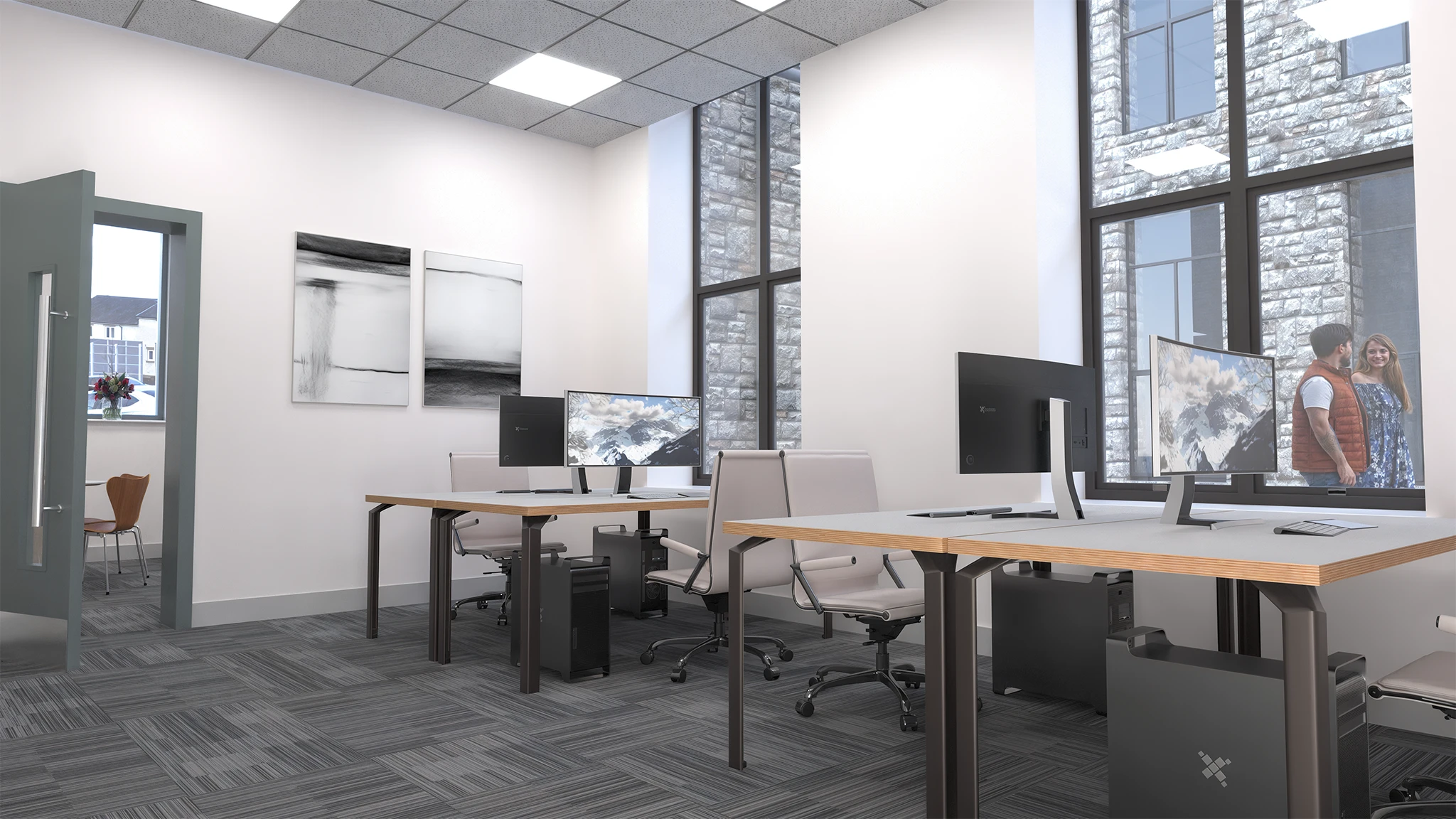 Interior CGI render of an end office suite at Northlight
