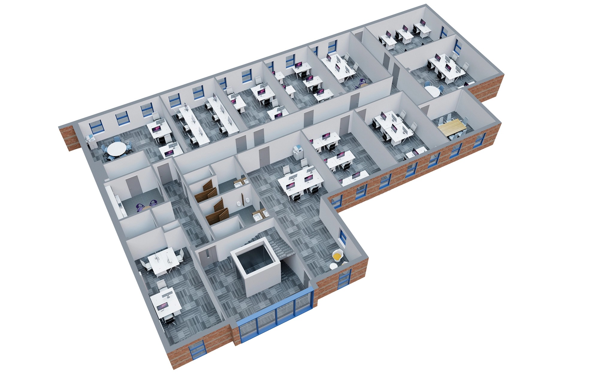 3D floor plan of the first floor at a Business First office centre in Hartlepool