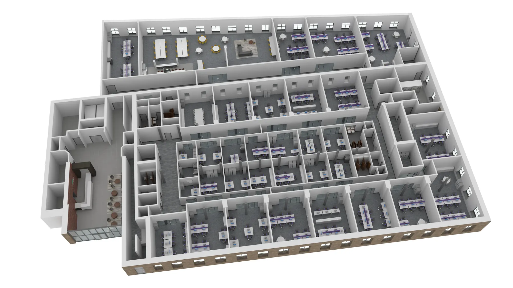 3D floor plan of the street-side elevation at Northlight Business Centre