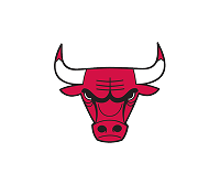 Chicago Bulls logo showing a red angry bull's head with white horns and black outlines.