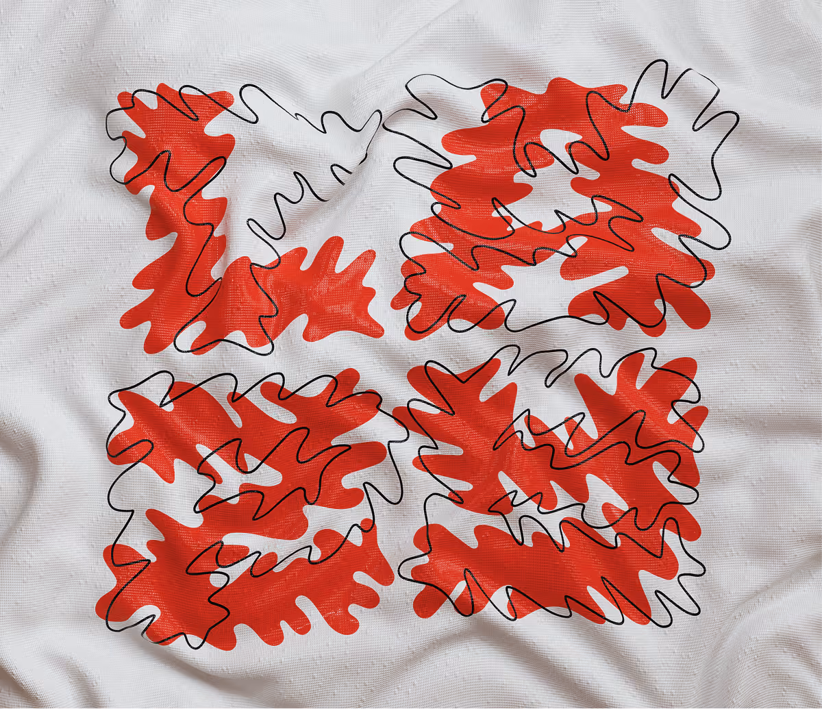 A LazyType Mockup showing a white plastic mesh fabric with Lazy written in red and Type outlined in black composed in a 2 by 2 grid.