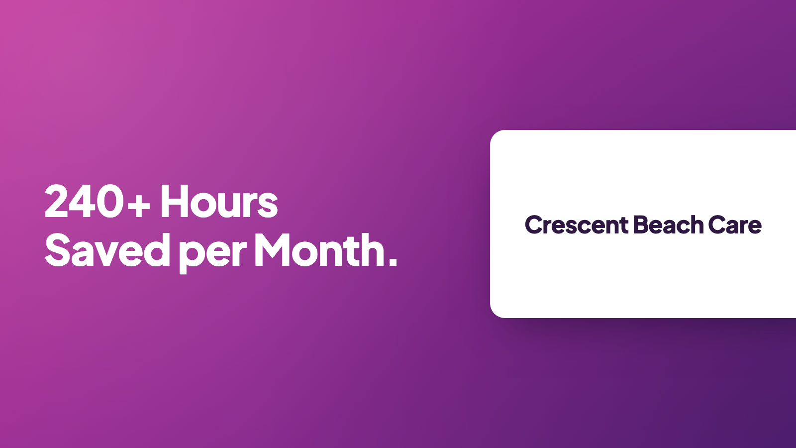 Crescent Beach Care: 240+ hours saved per month
