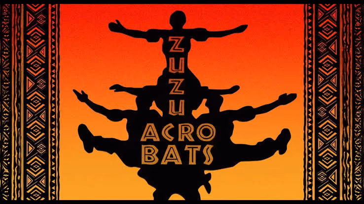 Zuzu Acrobats promotional poster with stacked acrobat silhouettes
