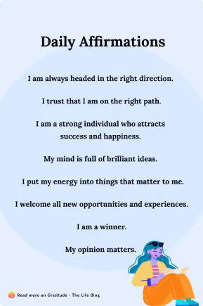 Daily Affirmations poster with motivational self-confidence statements for students