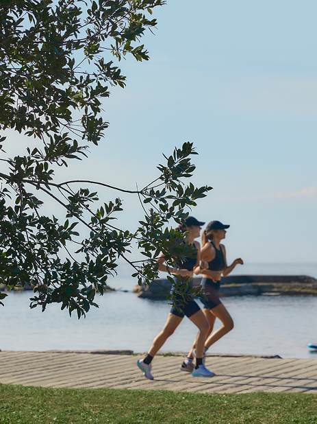 Runners on the waterfront trail