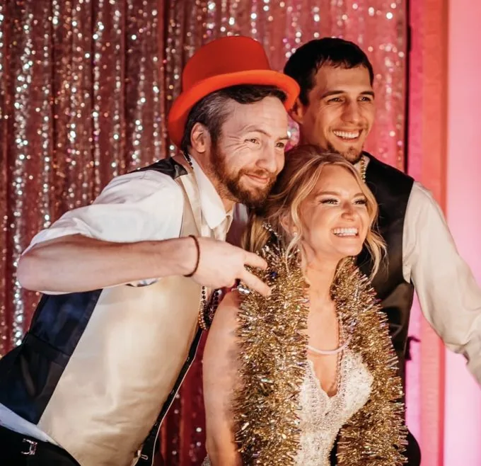 Guests posing in the photo booth