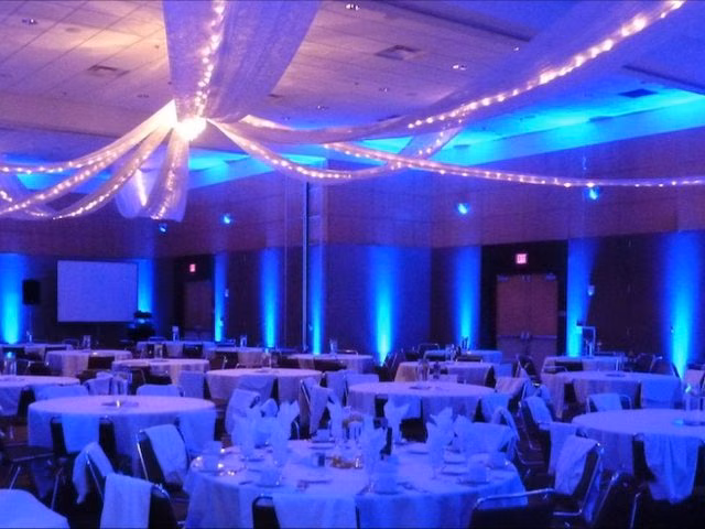Blue uplighting reception