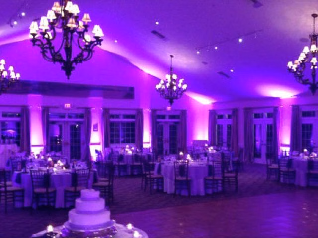 Purple uplighting reception