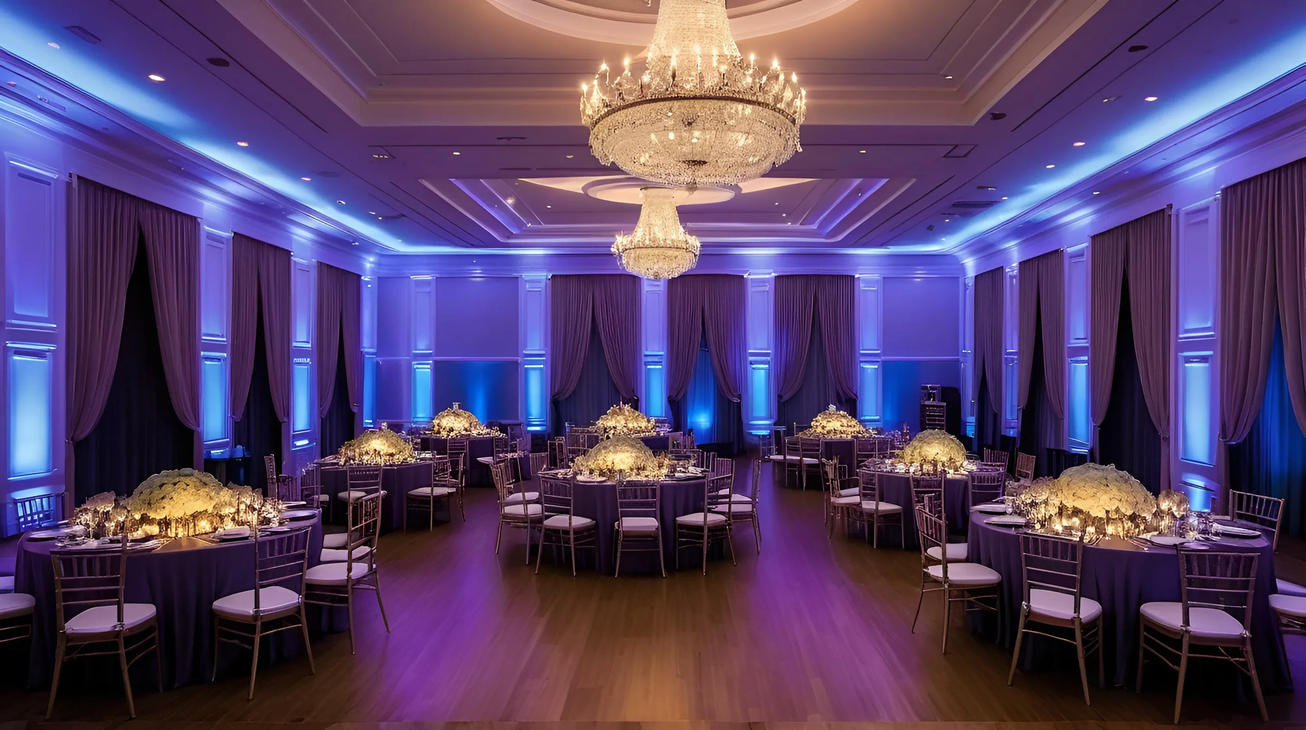Amber uplighting reception