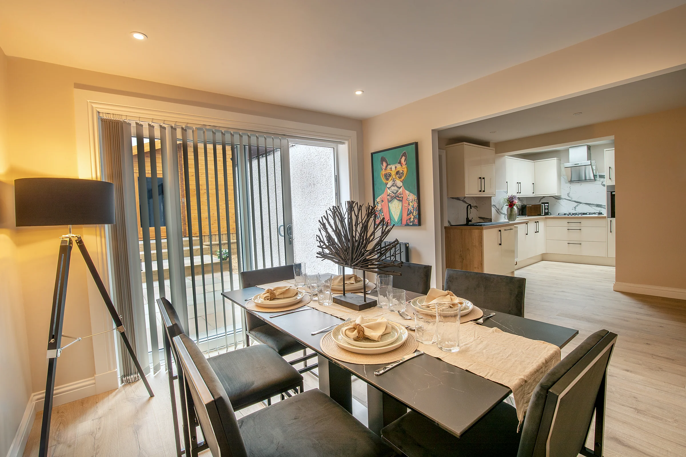 Open-plan kitchen and dining area