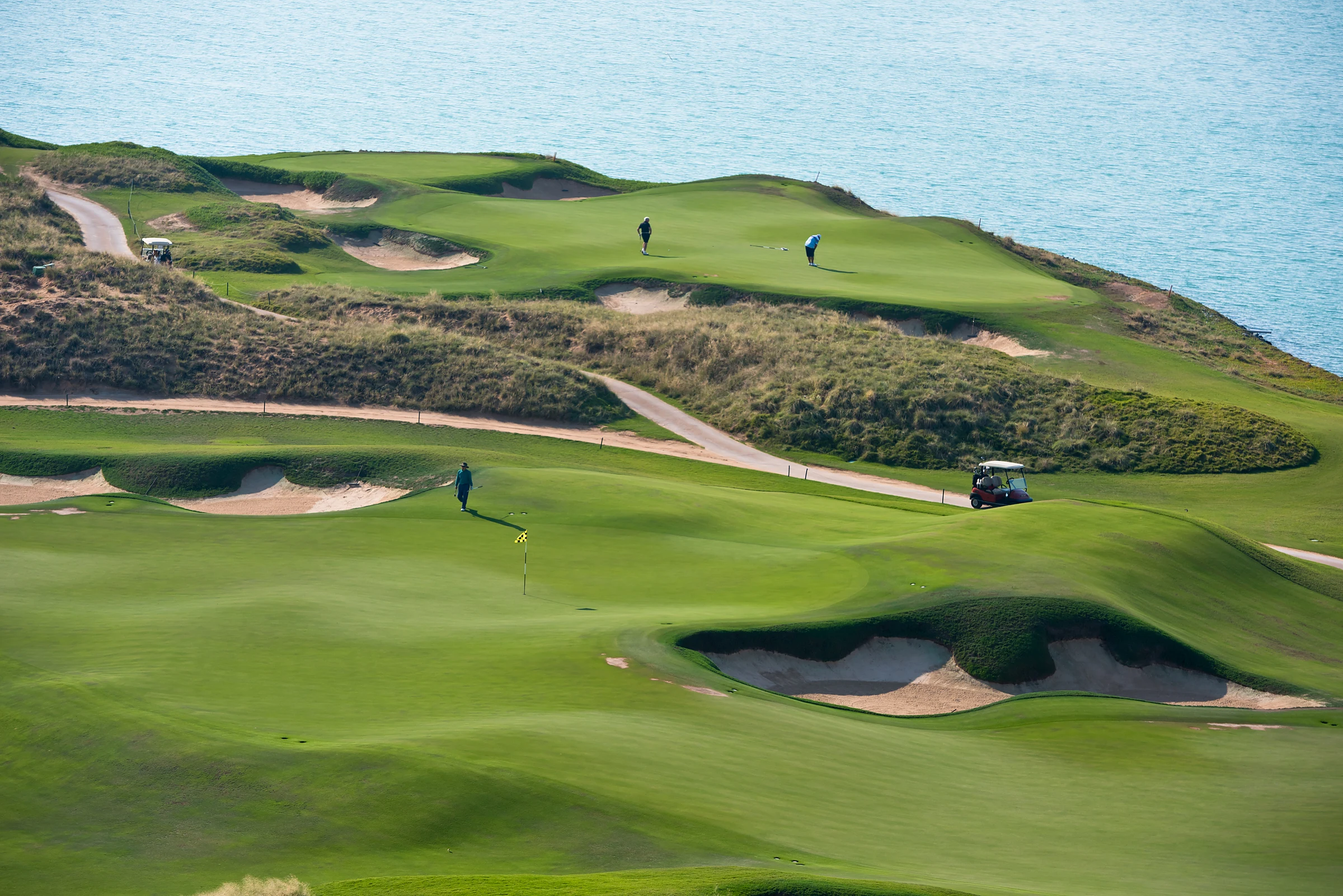 Coastal links golf course beside the sea