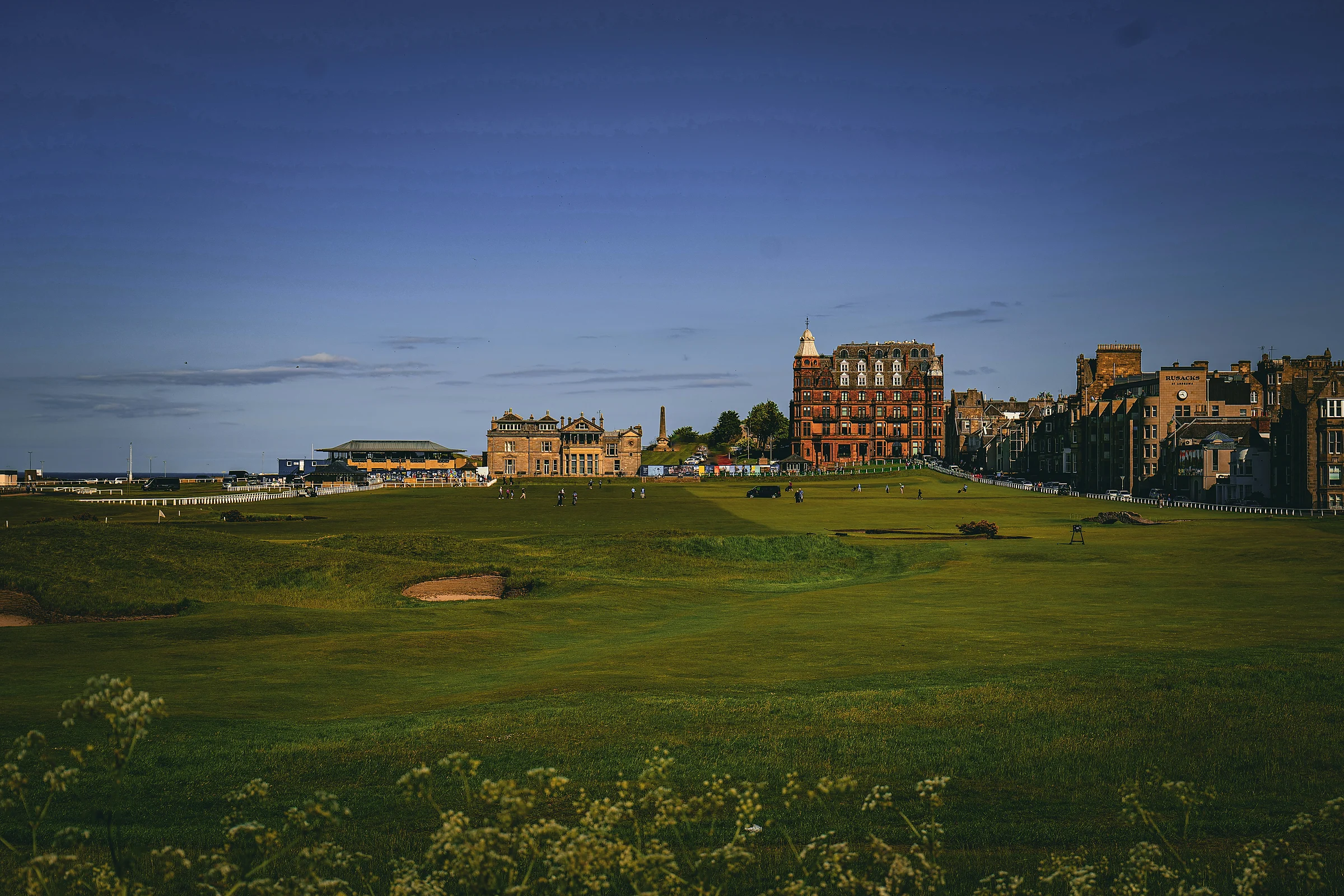 The Old Course at St Andrews with the town beyond