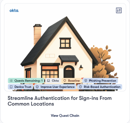 Quest in Reach introduced the option to prioritize and tailor controls, streamlining authentication in Okta for users signing in from familiar locations, reducing unnecessary friction while still maintaining security and continuously validating the authentication process.