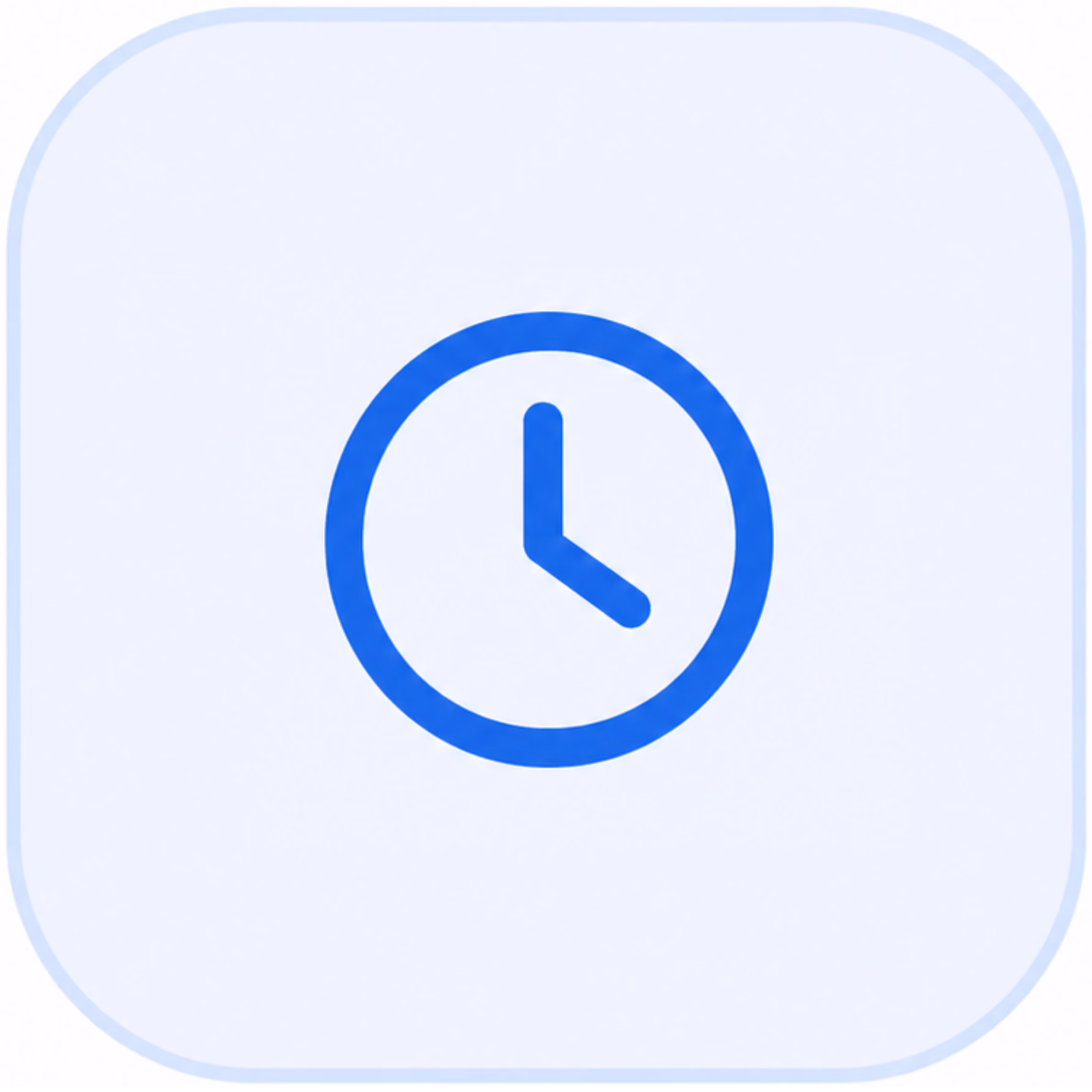 Blue clock icon showing time at 2:30 inside a rounded square with light blue border.