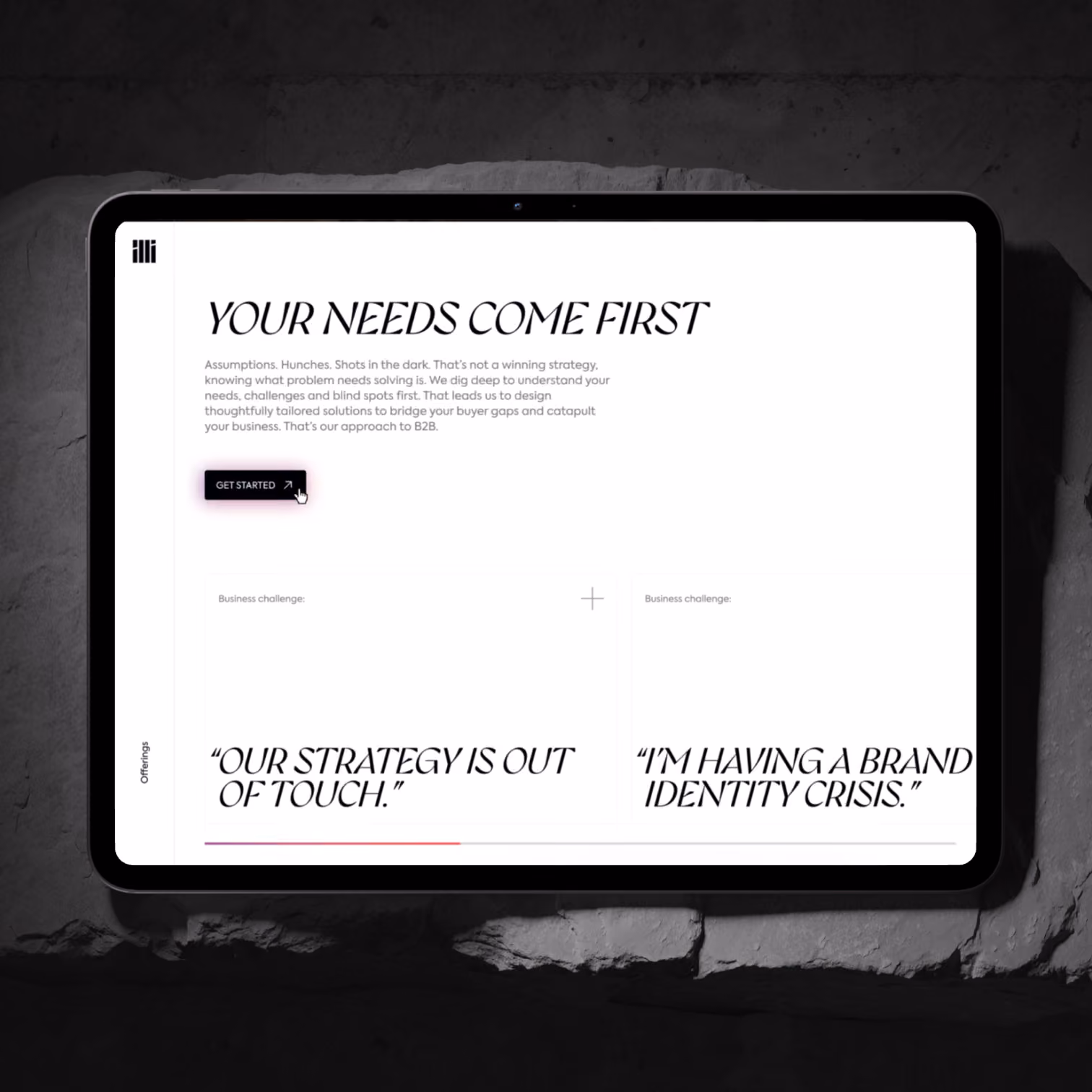Mockup of a website I worked on for illi