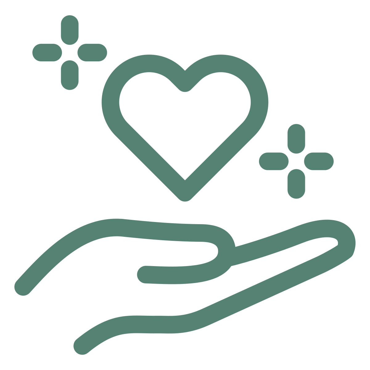 Hand reaching out and holding a heart.