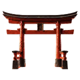 Red traditional Japanese torii shrine gate with two pillars and crossbars on a transparent background.