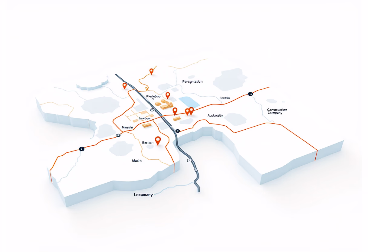 [background image] image of company location map (for a construction company)