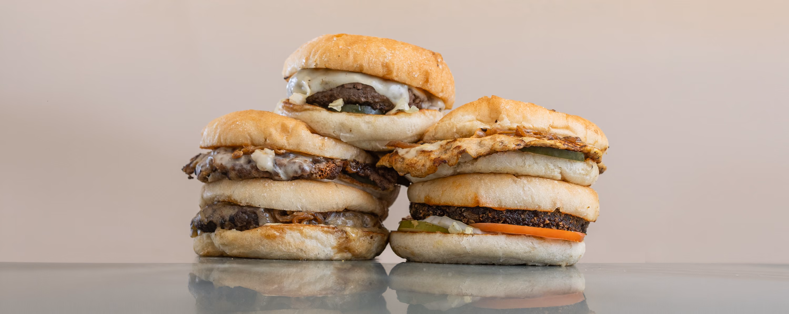 Three different types of burgers