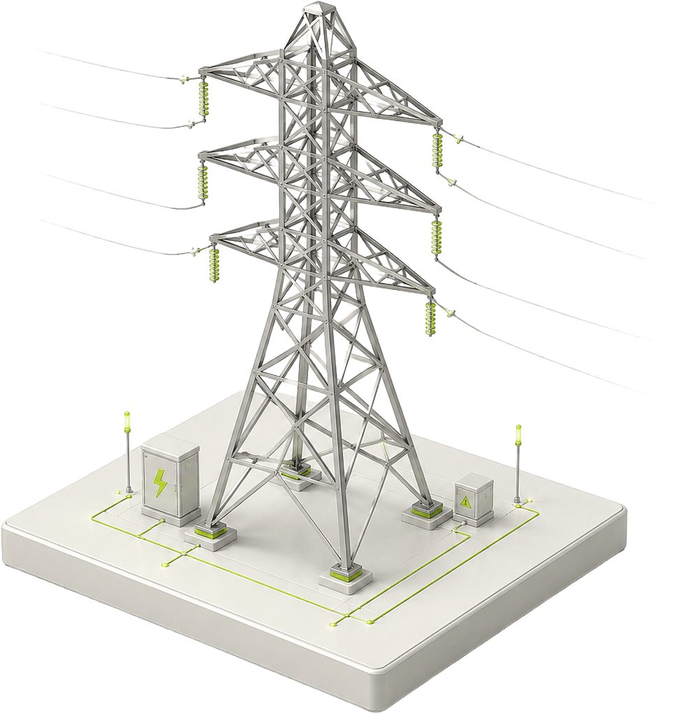 Isometric electricity grid pylon