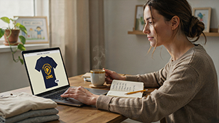 Parent shopping a school spirit wear store online