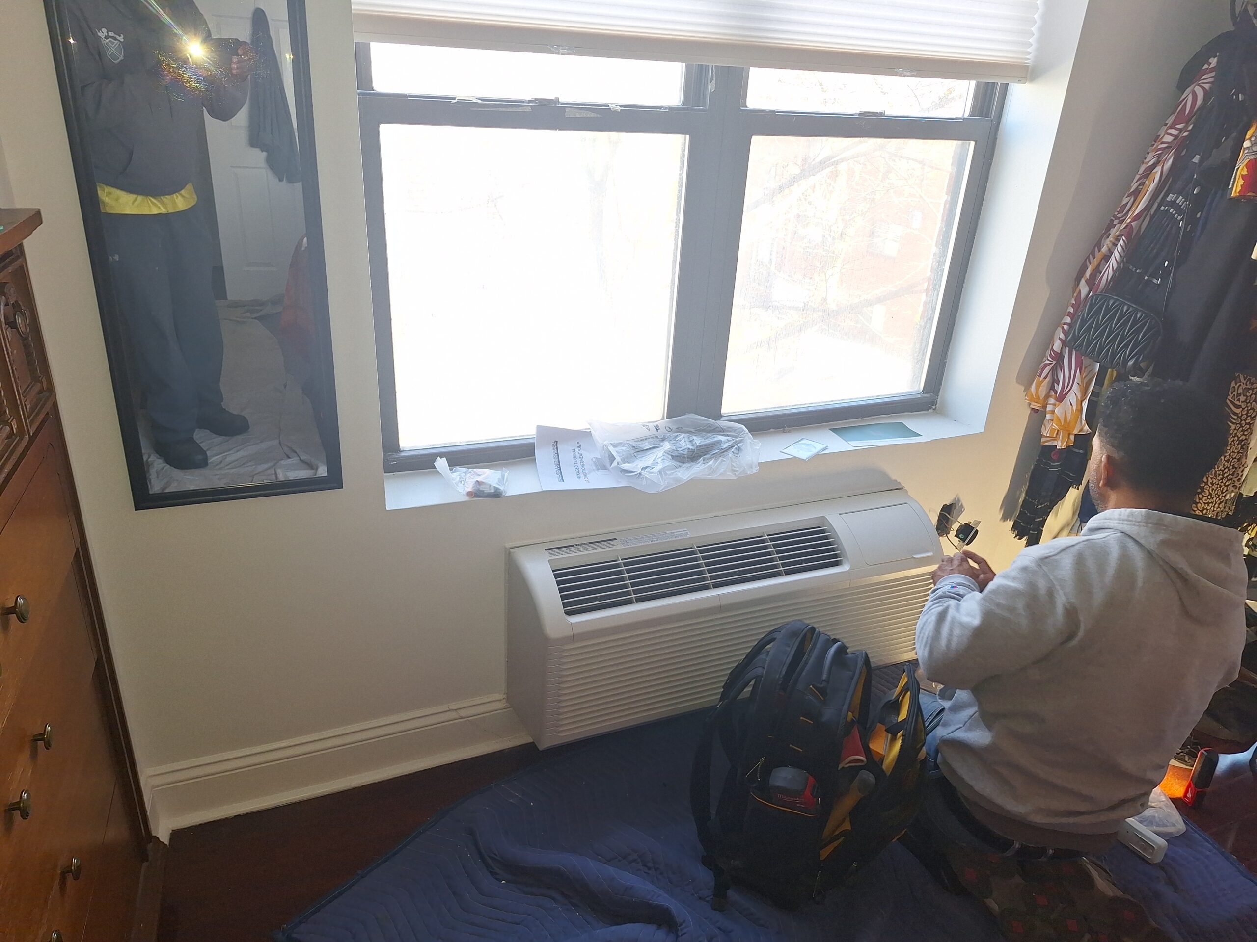 Service Right HVAC technician on the job in Boston