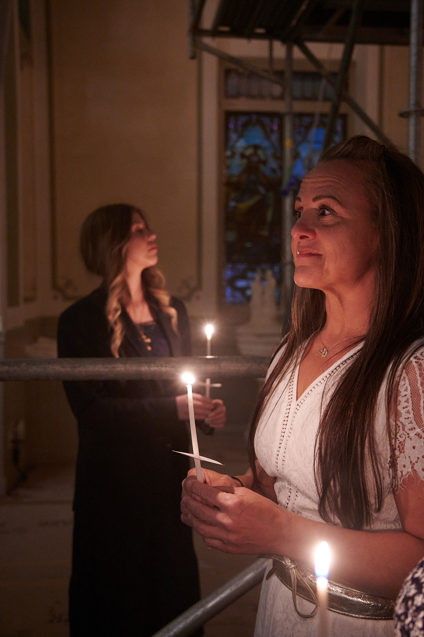 Parishioners holding their candles at the Easter Vigil at St. Patrick's