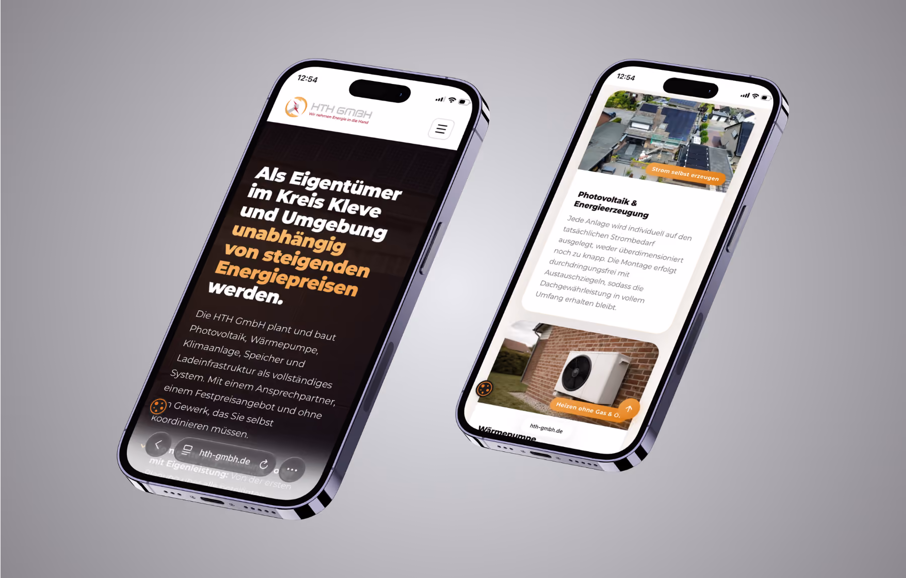 Screenshot der von Lars Thielen gestalteten Webseite f&uuml;r die HTH GmbH f&uuml;r Photovoltaik und Energieberatung im Kreis Kleve, Ansicht aus dem Bereich &bdquo;Die Ausgangssituation&ldquo;