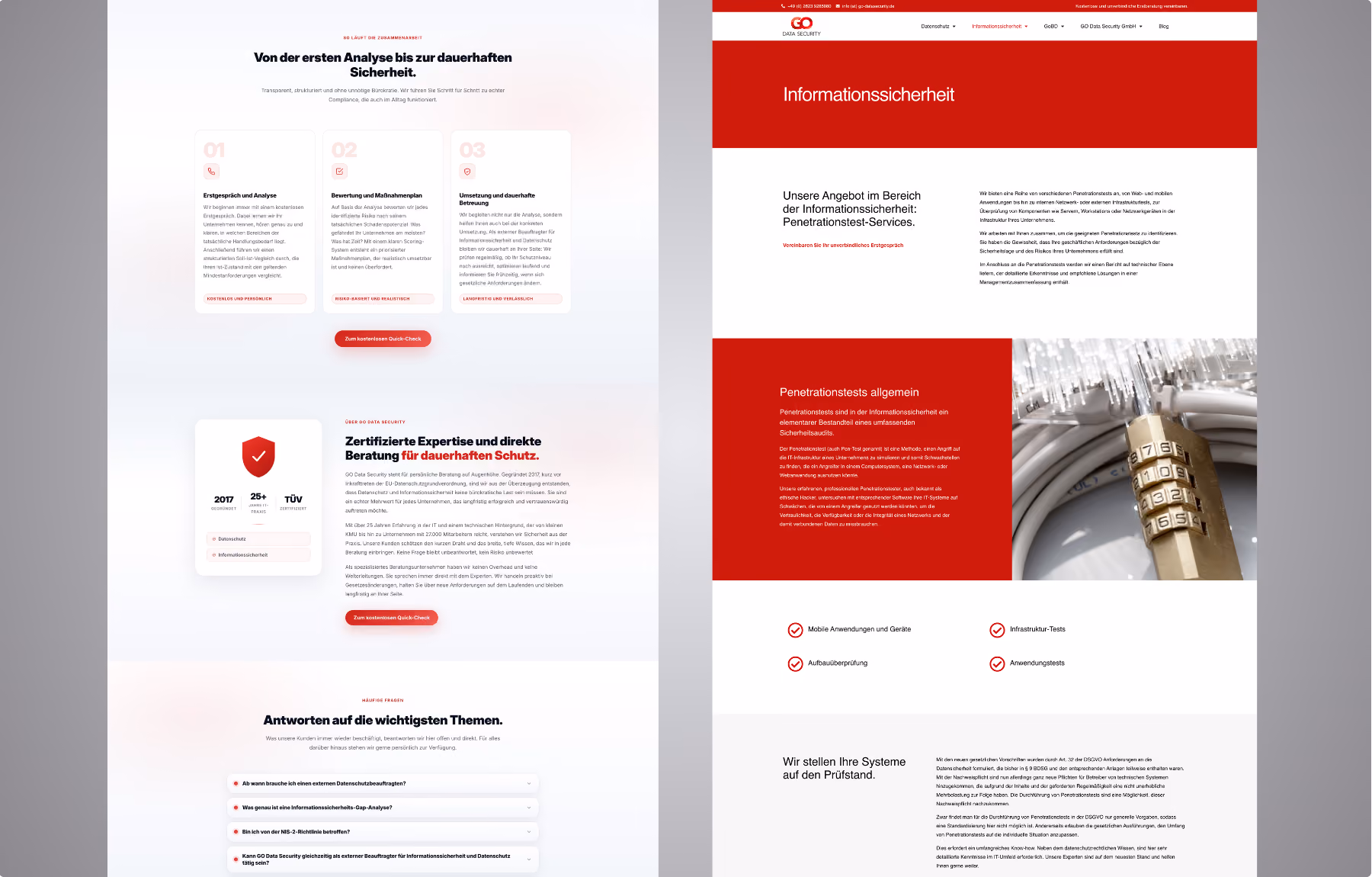 Screenshot der von Lars Thielen gestalteten Webseite f&uuml;r das Unternehmen GO Data Security f&uuml;r Datenschutz und Informationssicherheit, Ansicht aus dem Bereich &bdquo;Das Ergebnis&ldquo;