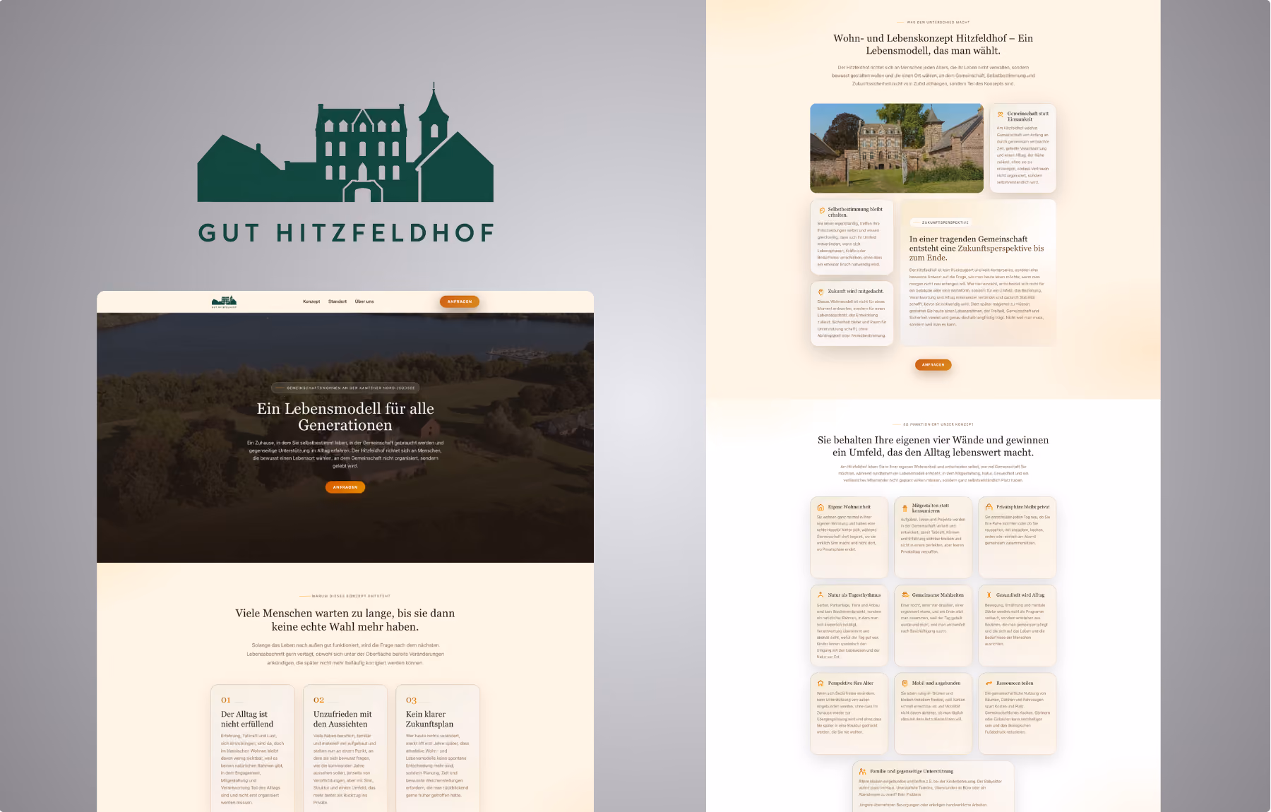 Screenshot der von Lars Thielen gestalteten Webseite f&uuml;r das Mehrgenerationen-Wohnprojekt Gut Hitzfeldhof