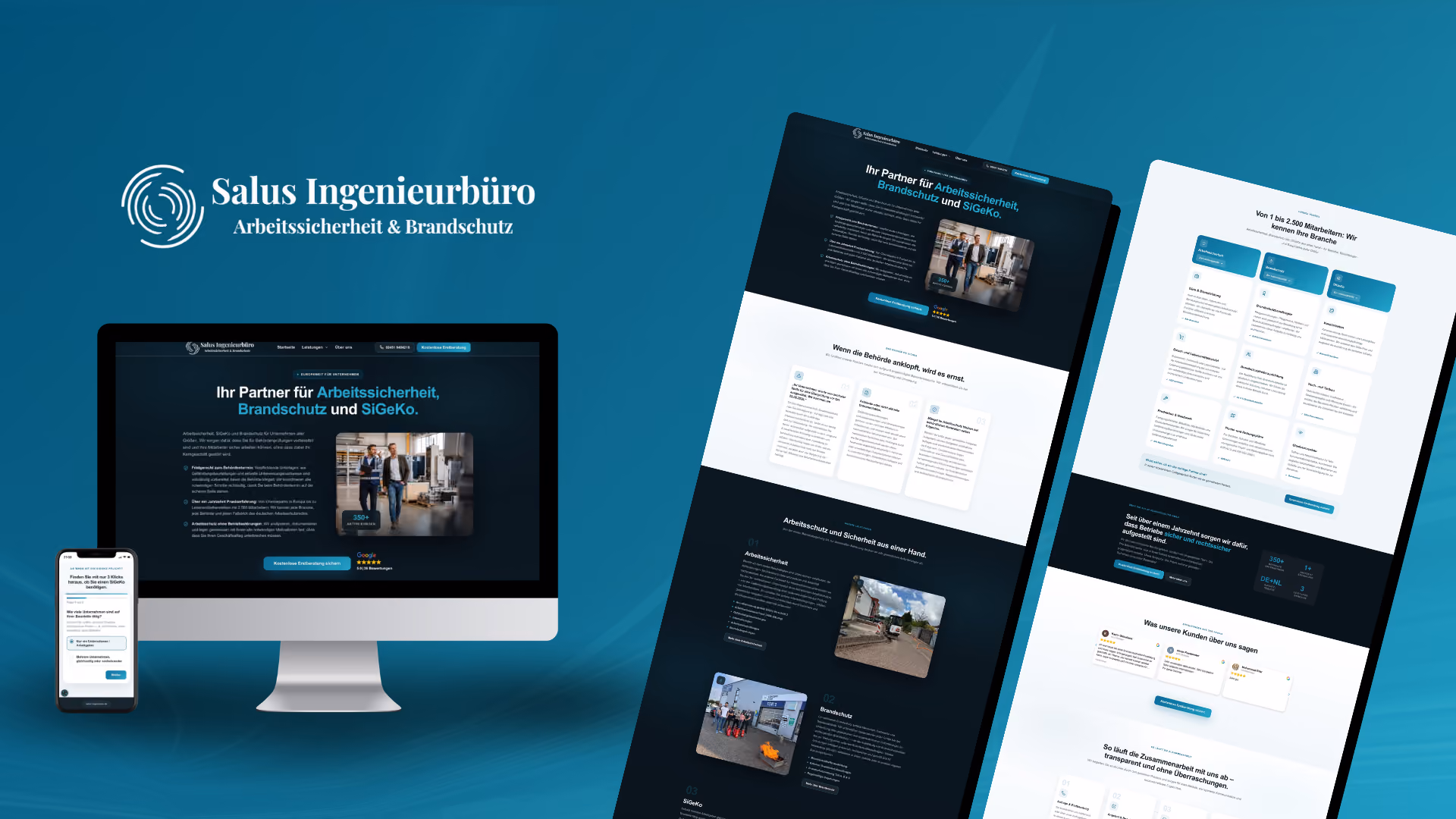 Website-Mockup der von Lars Thielen gestalteten Webseite f&uuml;r das Salus Ingenieurb&uuml;ro f&uuml;r Arbeitssicherheit und Brandschutz