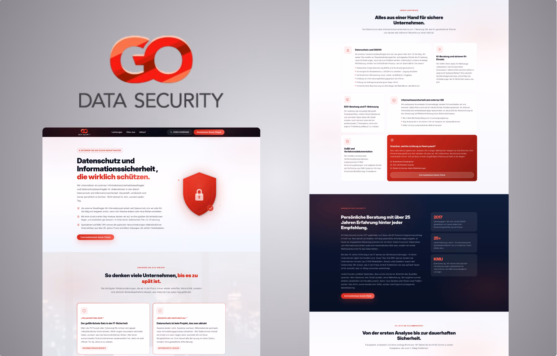 Screenshot der von Lars Thielen gestalteten Webseite f&uuml;r das Unternehmen GO Data Security f&uuml;r Datenschutz und Informationssicherheit