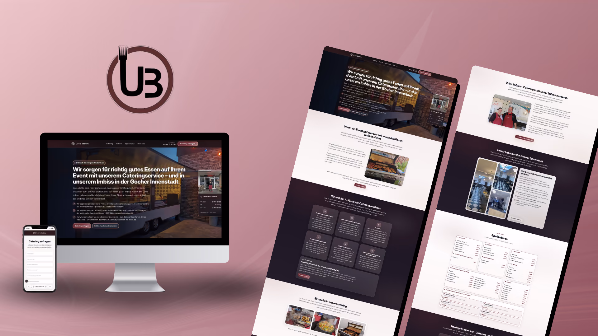 Website-Mockup der von Lars Thielen gestalteten Webseite für den Imbissbetrieb Udo's Imbiss