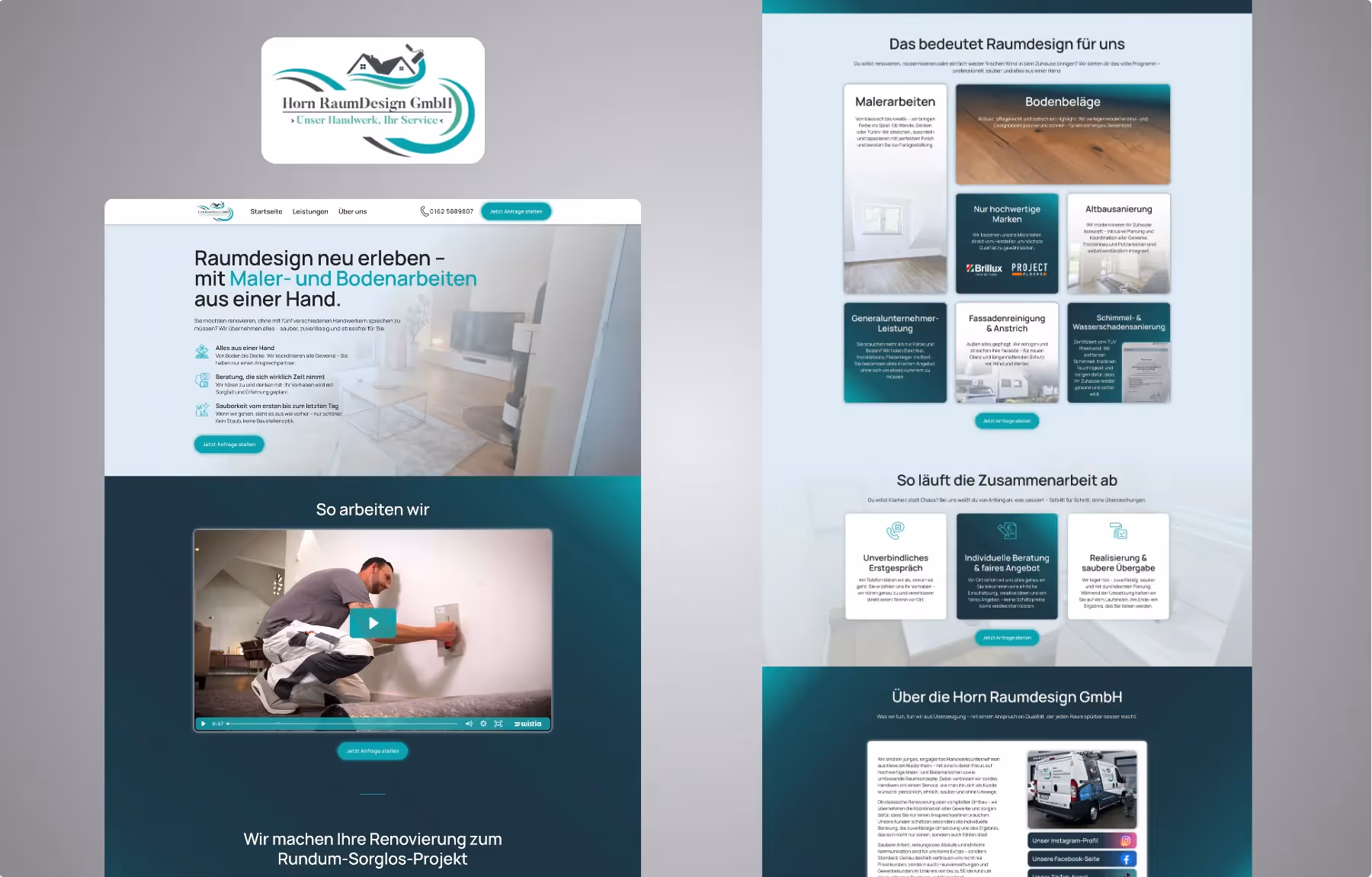 Screenshot der von Lars Thielen gestalteten Webseite f&uuml;r den Innenausbau- und Raumdesign-Betrieb Horn RaumDesign