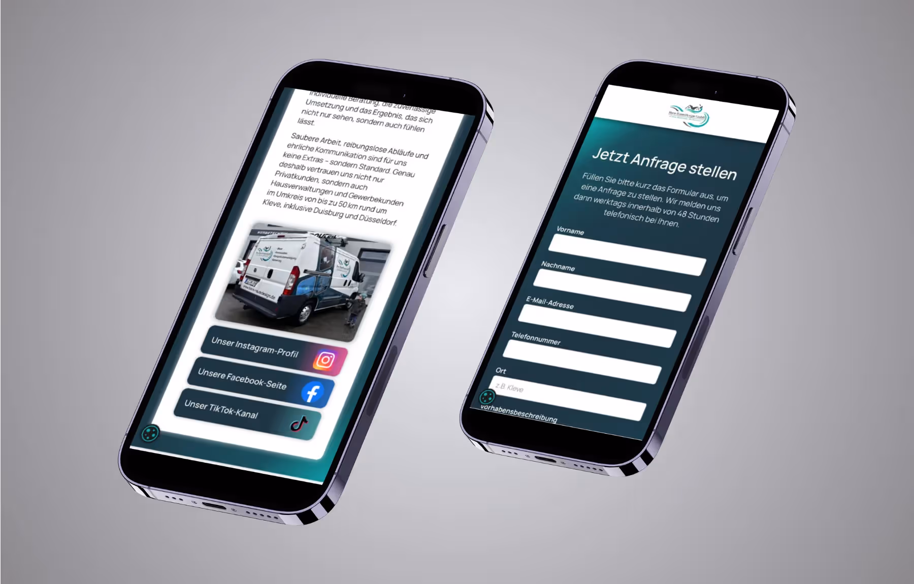 Screenshot der von Lars Thielen gestalteten Webseite für den Innenausbau- und Raumdesign-Betrieb Horn RaumDesign, Ansicht aus dem Bereich „Das Ergebnis“