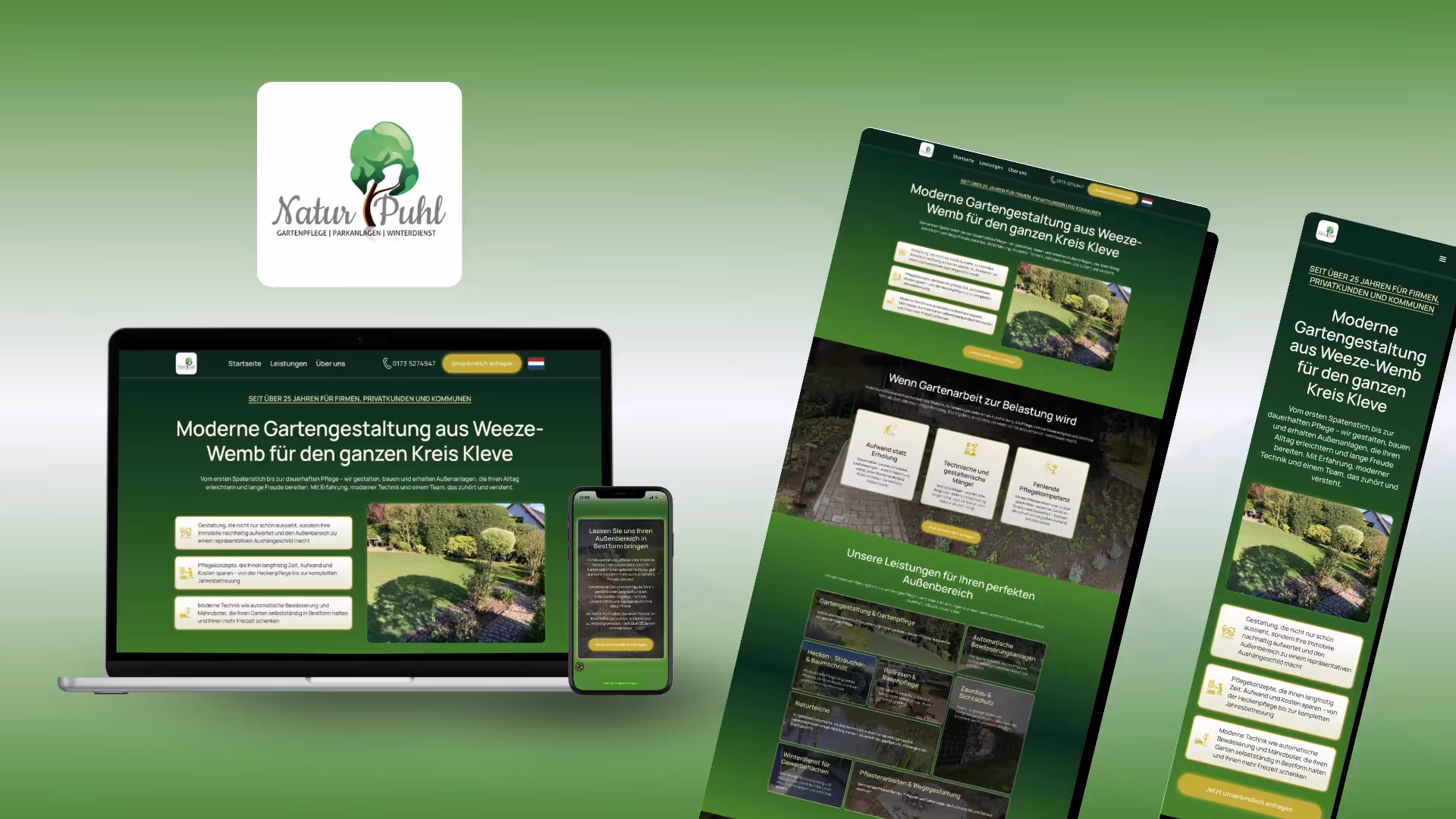 Website-Mockup der von Lars Thielen gestalteten Webseite f&uuml;r den Gartenbaubetrieb Natur Puhl aus Weeze-Wemb im Kreis Kleve
