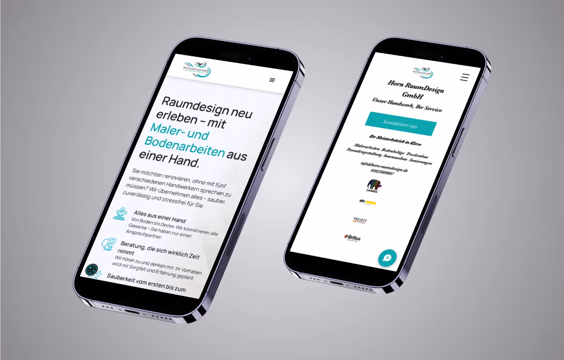 Screenshot der von Lars Thielen gestalteten Webseite f&uuml;r den Innenausbau- und Raumdesign-Betrieb Horn RaumDesign, Ansicht aus dem Bereich &bdquo;Die Ausgangssituation&ldquo;