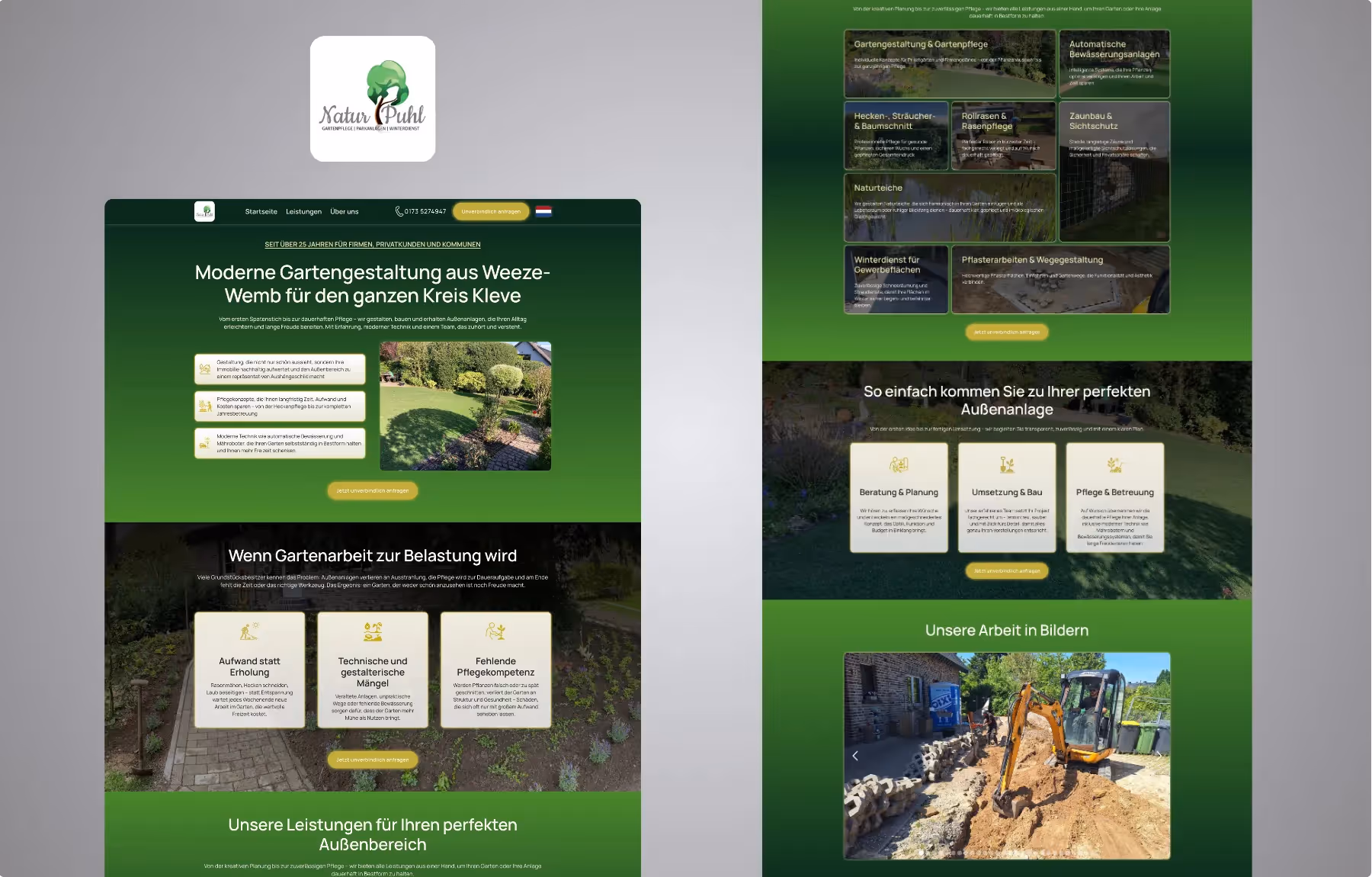 Screenshot der von Lars Thielen gestalteten Webseite f&uuml;r den Gartenbaubetrieb Natur Puhl aus Weeze-Wemb im Kreis Kleve