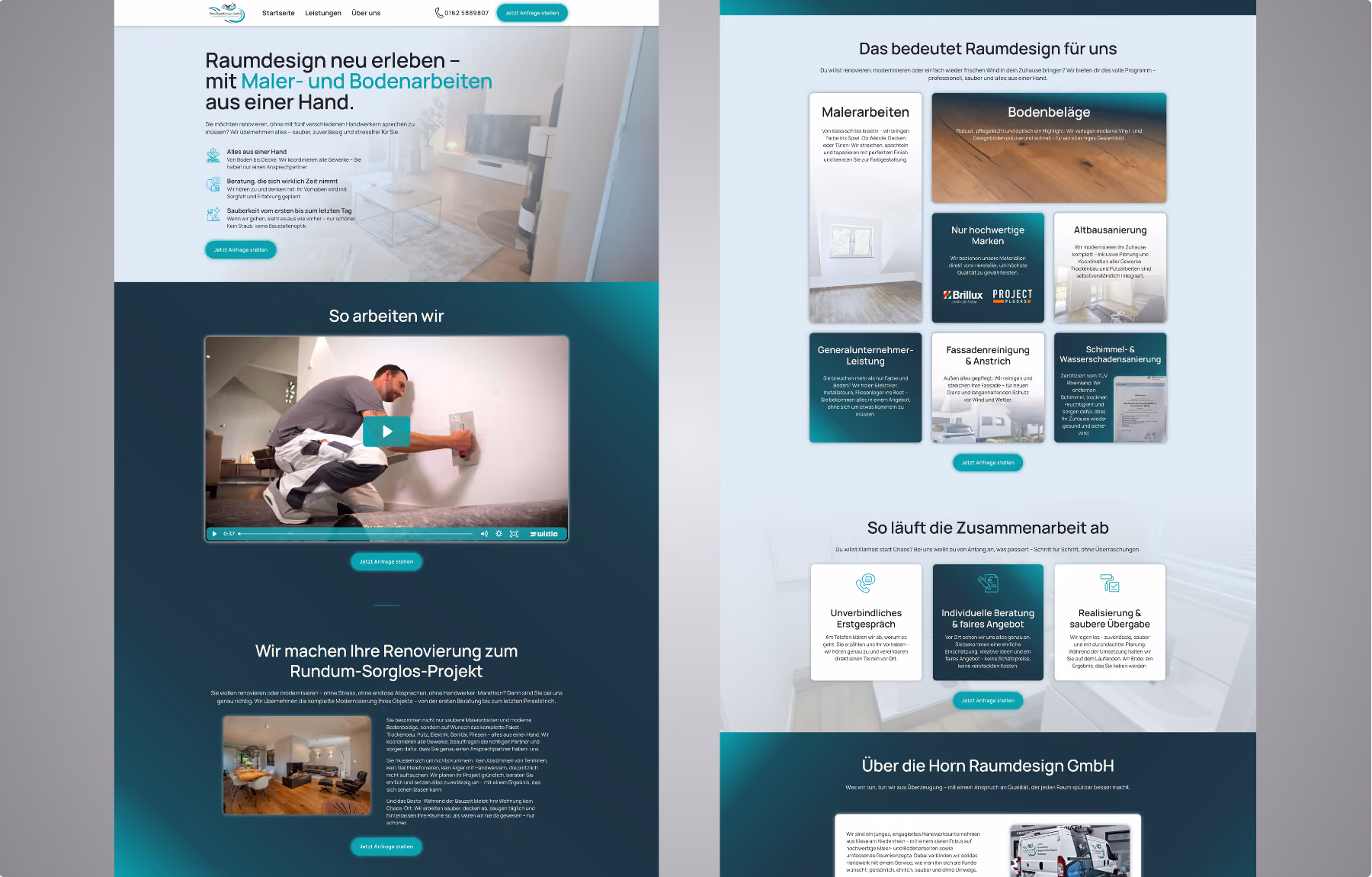 Screenshot der von Lars Thielen gestalteten Webseite f&uuml;r den Innenausbau- und Raumdesign-Betrieb Horn RaumDesign, Ansicht aus dem Bereich &bdquo;Das Ziel&ldquo;