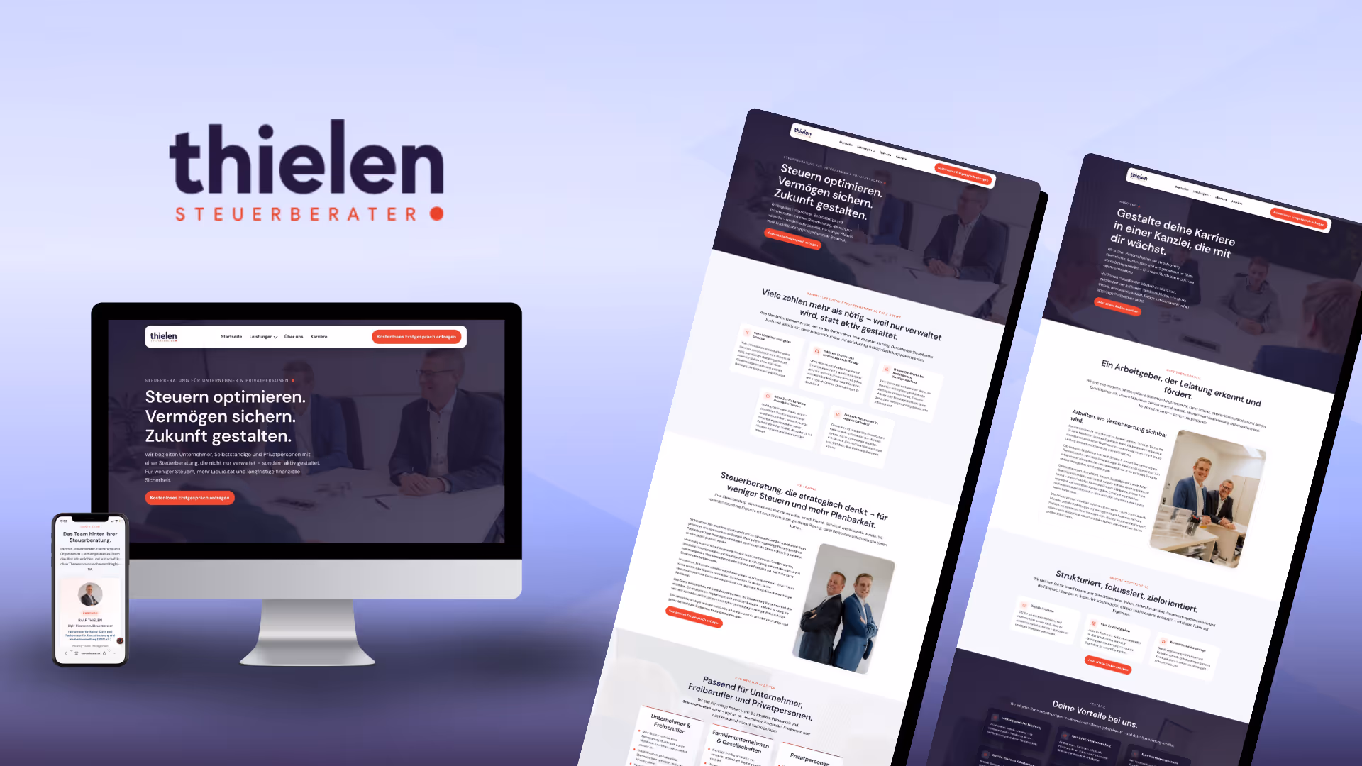Website-Mockup der von Lars Thielen gestalteten Webseite für die Steuerkanzlei Thielen Steuerberater
