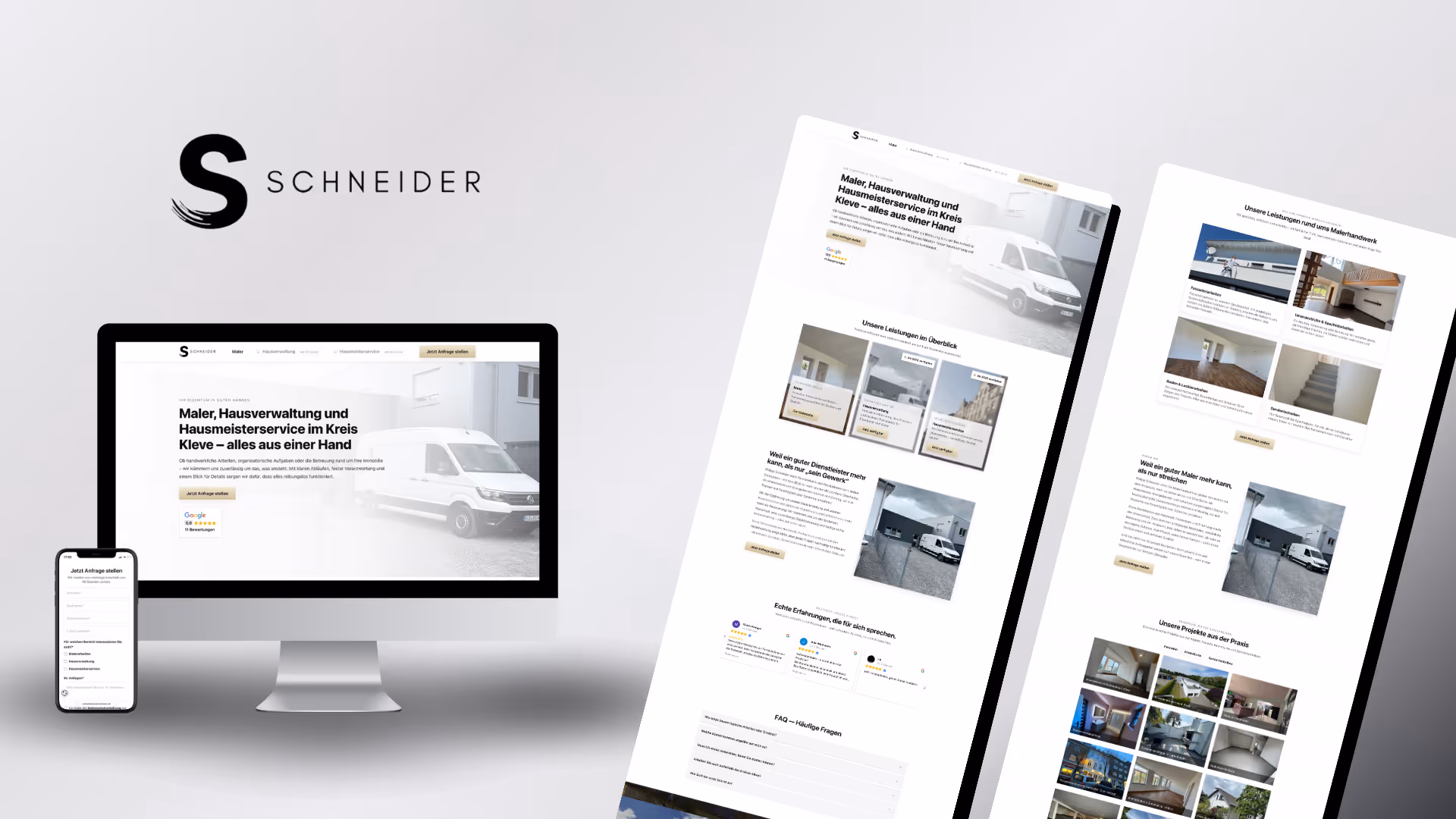 Website-Mockup der von Lars Thielen gestalteten Webseite f&uuml;r das Immobilien- und Hausverwaltungsunternehmen Schneider