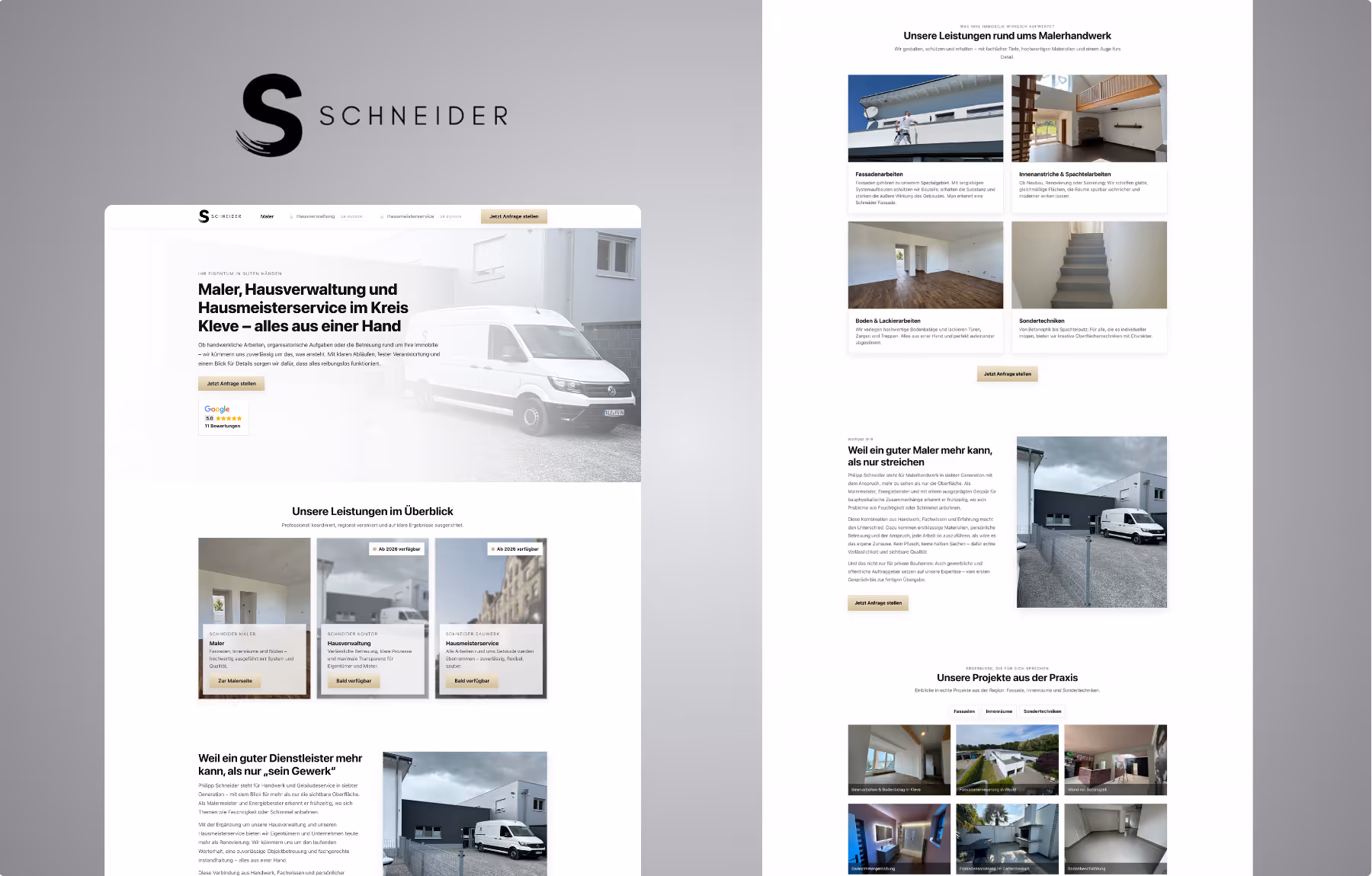 Screenshot der von Lars Thielen gestalteten Webseite f&uuml;r das Immobilien- und Hausverwaltungsunternehmen Schneider