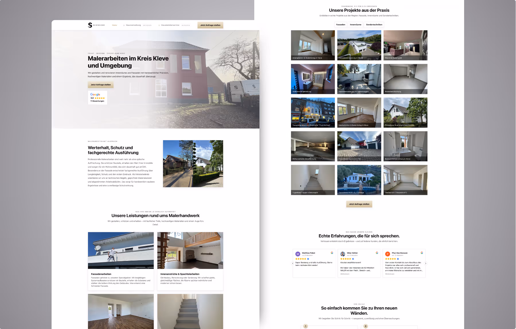 Screenshot der von Lars Thielen gestalteten Webseite f&uuml;r das Immobilien- und Hausverwaltungsunternehmen Schneider, Ansicht aus dem Bereich &bdquo;Das gr&ouml;&szlig;te Problem&ldquo;