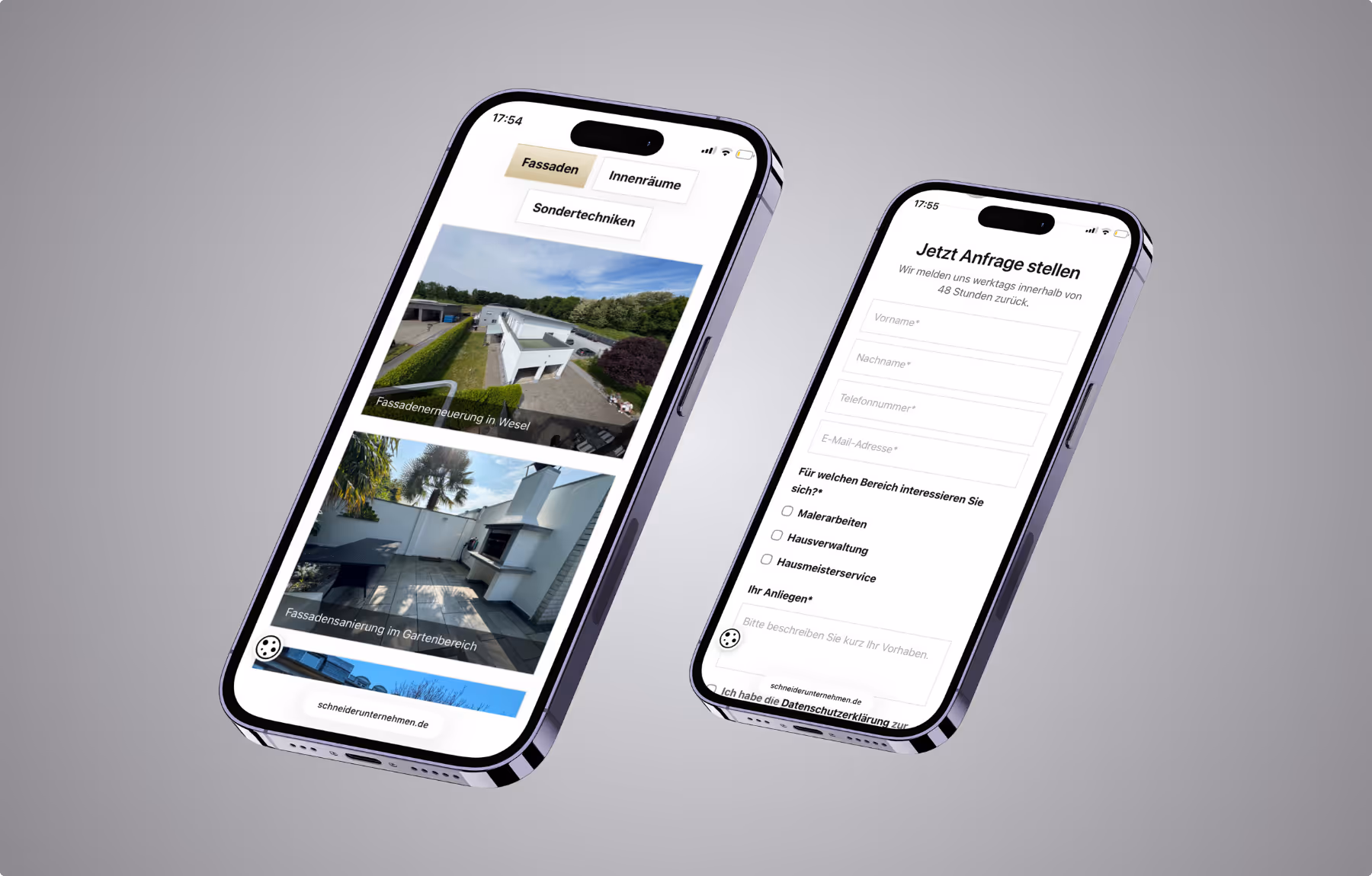 Screenshot der von Lars Thielen gestalteten Webseite f&uuml;r das Immobilien- und Hausverwaltungsunternehmen Schneider, Ansicht aus dem Bereich &bdquo;Das Ziel&ldquo;
