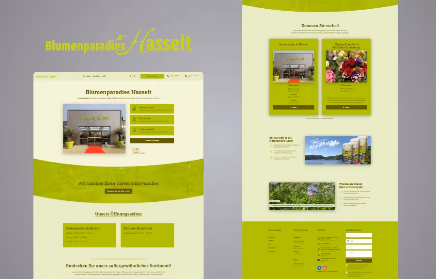 Screenshot der von Lars Thielen gestalteten Webseite f&uuml;r das Gartencenter Blumenparadies Hasselt, Ansicht aus dem Bereich &bdquo;Die gr&ouml;&szlig;ten Probleme&ldquo;