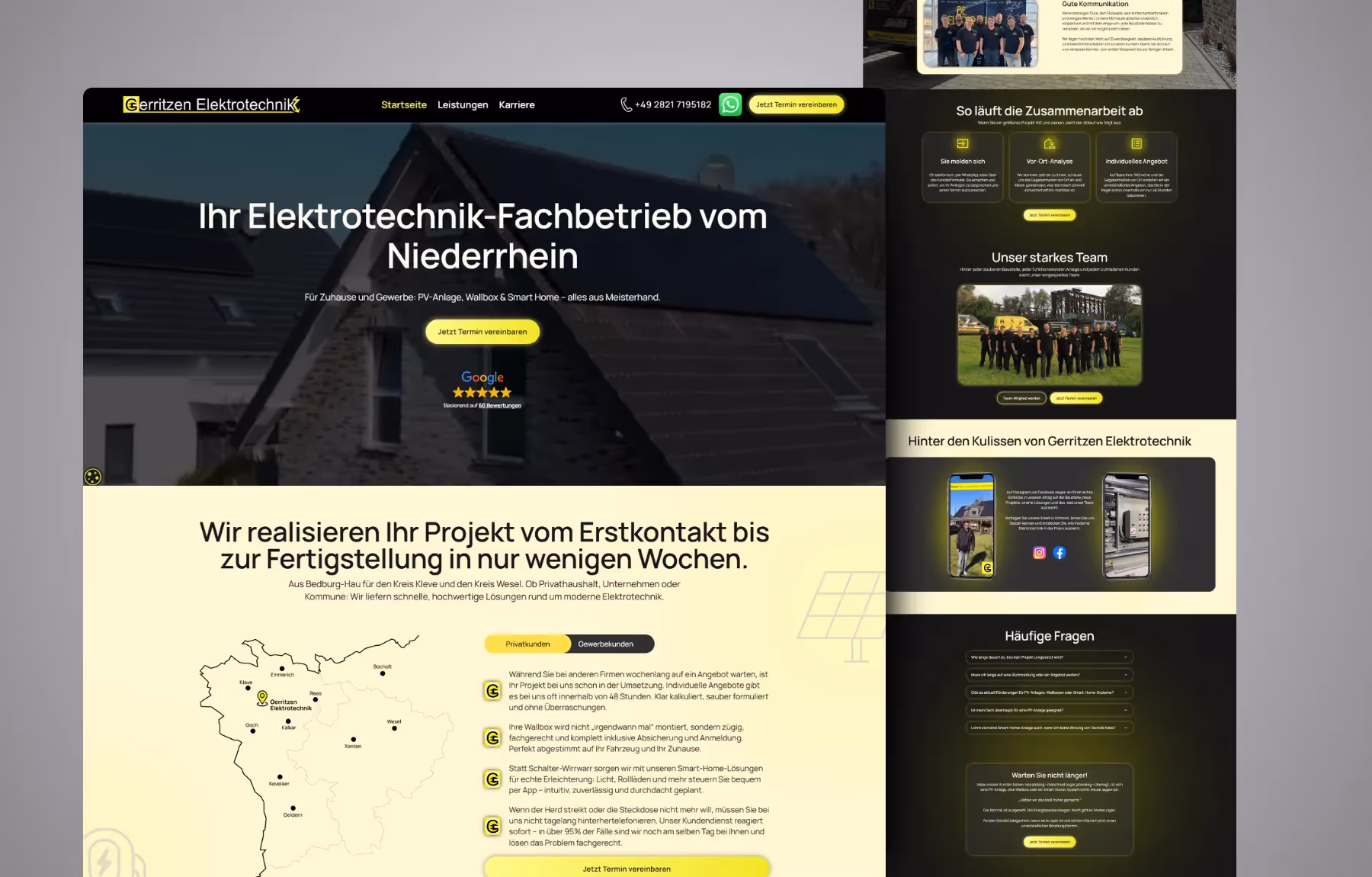 Screenshot der von Lars Thielen gestalteten Webseite f&uuml;r den Elektrotechnik-Fachbetrieb Gerritzen Elektro- und Geb&auml;udetechnik vom Niederrhein, Ansicht aus dem Bereich &bdquo;Das Ziel&ldquo;