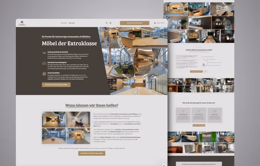 Screenshot der von Lars Thielen gestalteten Webseite f&uuml;r den M&ouml;bel- und Innenausbaubetrieb Giebels M&ouml;bel-Innenausbau, Ansicht aus dem Bereich &bdquo;Das Ziel&ldquo;