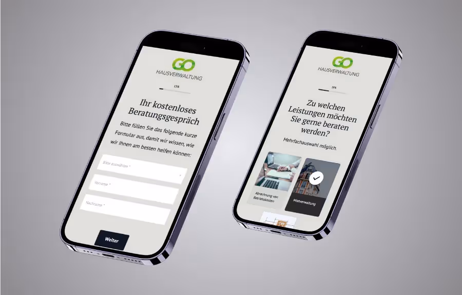Screenshot der von Lars Thielen gestalteten Webseite f&uuml;r die GO Hausverwaltung f&uuml;r professionelle Immobilienverwaltung, Ansicht aus dem Bereich &bdquo;Das Ergebnis&ldquo;